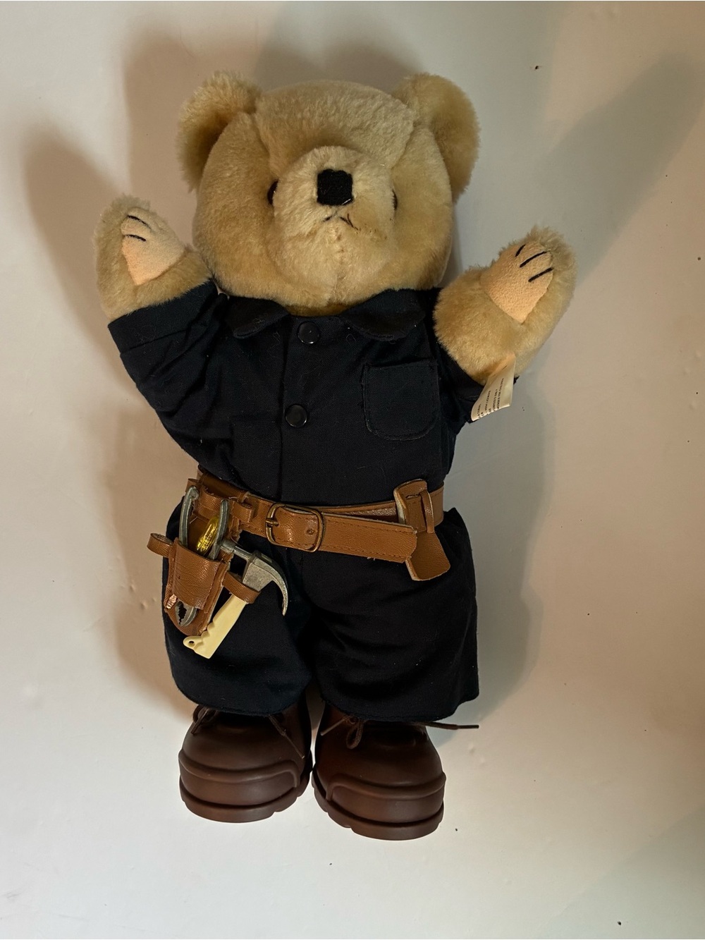 1992 Tender Hearts Treasures Construction Vintage Plush Bear 13”